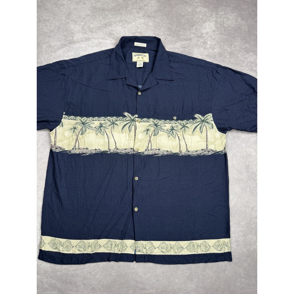 VTG Bamboo Cay Shirt Mens 2XL Resort‎ Rayon Palm Tree Hawaiian Button Up Beach